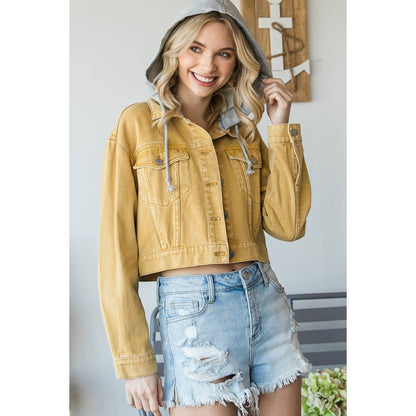 Penelope Hood Cropped Denim Jacket