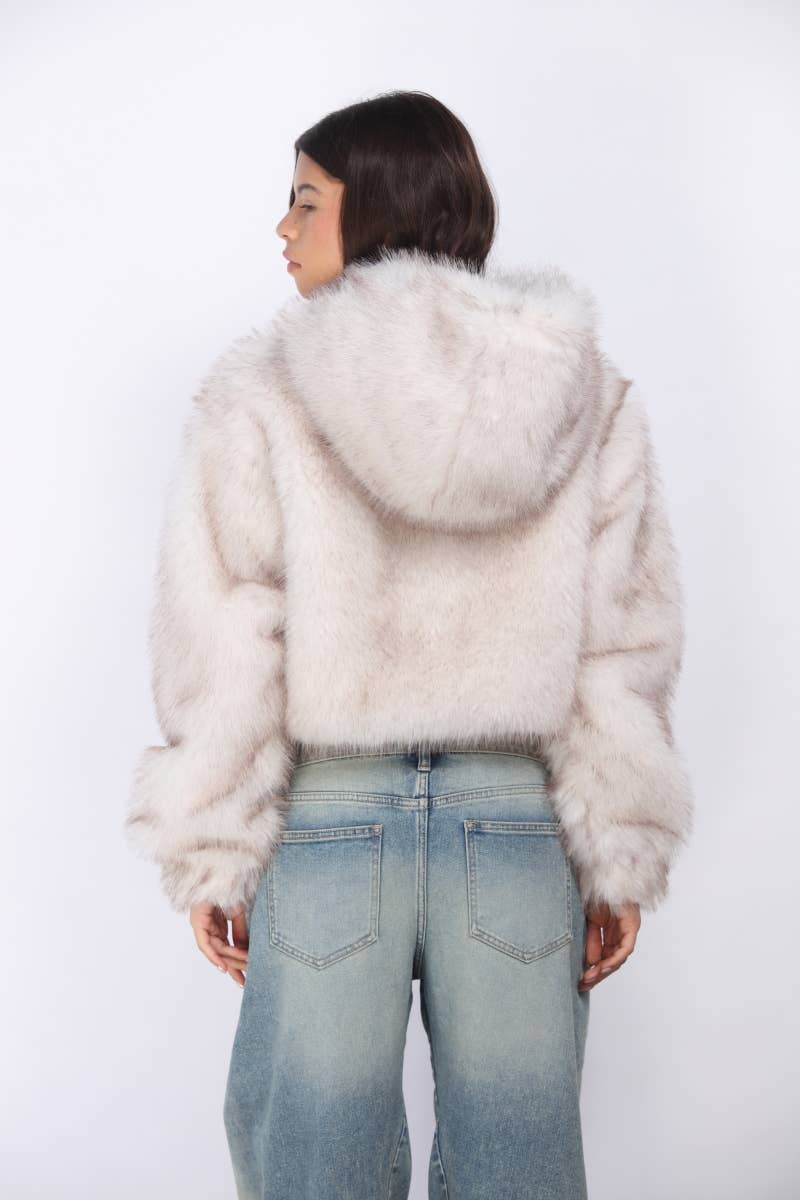 Jessica Faux Fur Hooded Bomber
