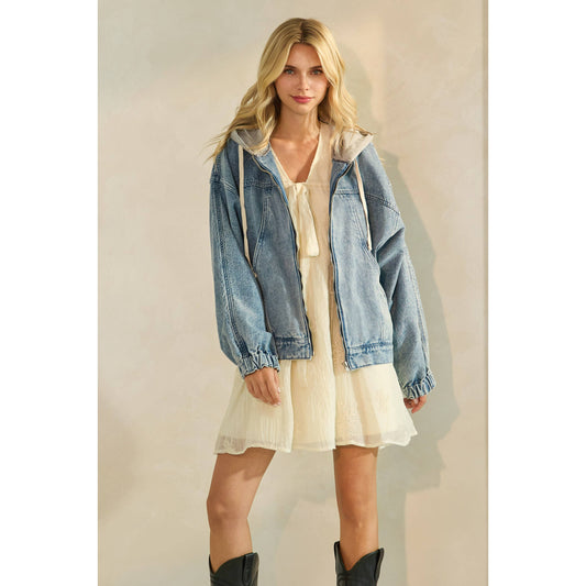 Frankie Hooded Zip Denim Jacket