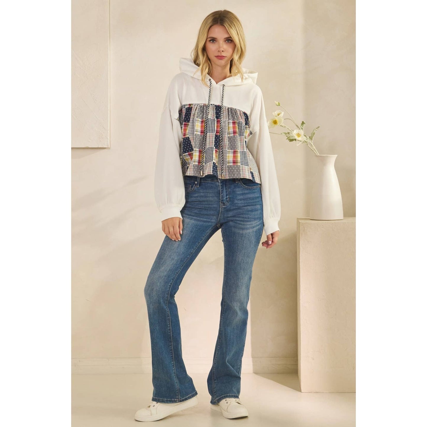 Tessa Cropped Contrast Hoodie