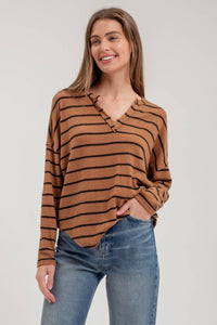 Jess Striped Exposed Seam Top