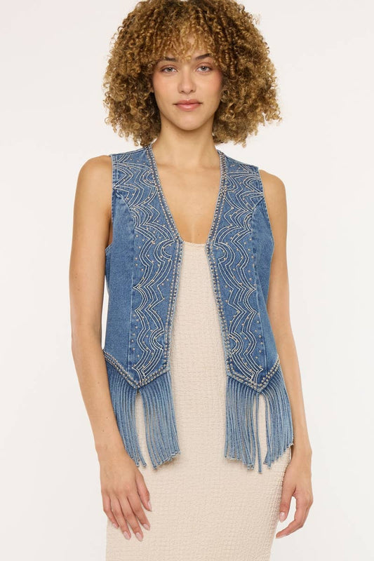Jocelyn Fringe Denim Vest