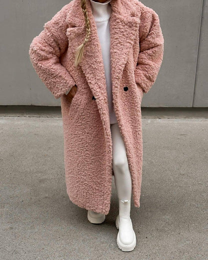 Cuddle Me Plush Trench Coat- Blush
