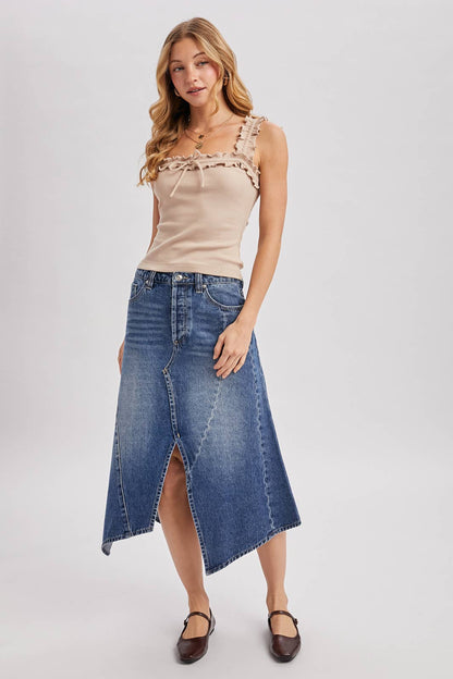 Meghan Ruffle Tank Latte