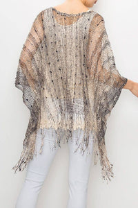 Gypsy Spirit Poncho-Taupe Mix