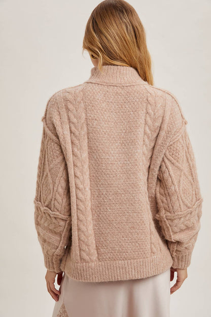 Fisherman's Cable Knit Sweater- Latte