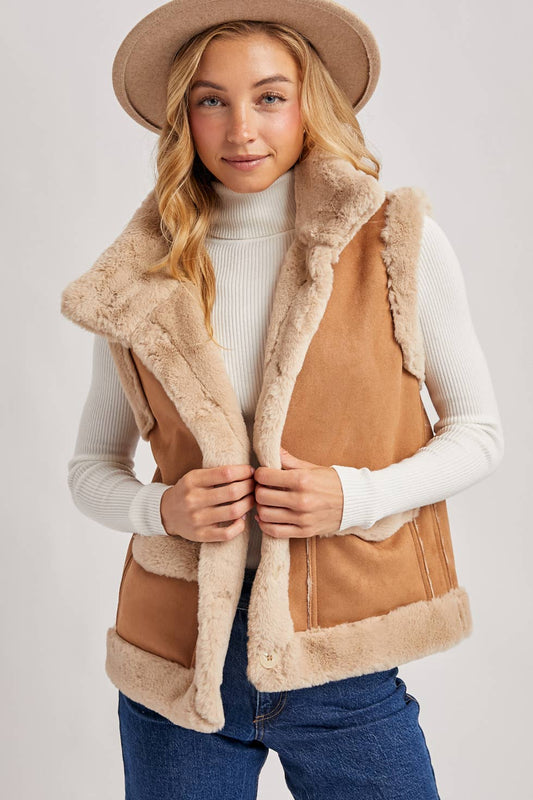 Faux Sherling Suede Vest