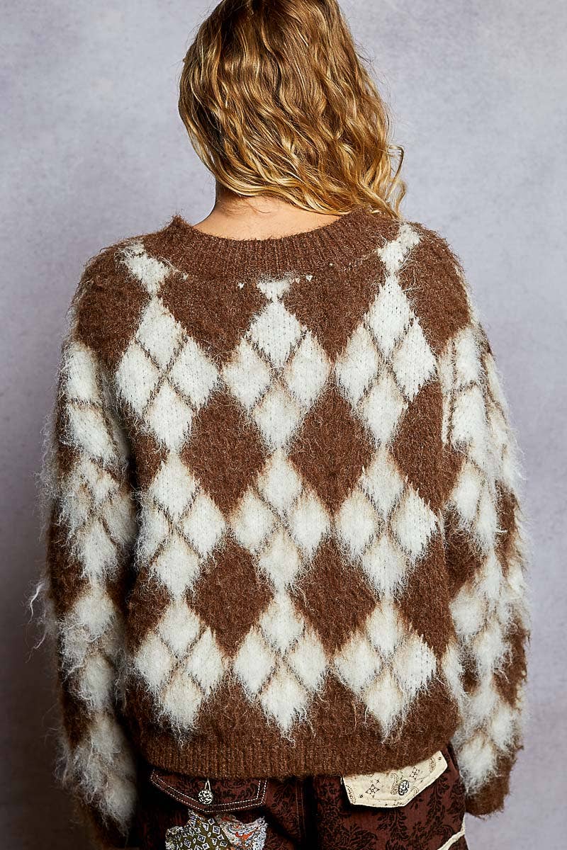 POL Charlie Argyle Mohair Sweater