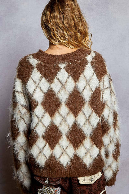 POL Charlie Argyle Mohair Sweater