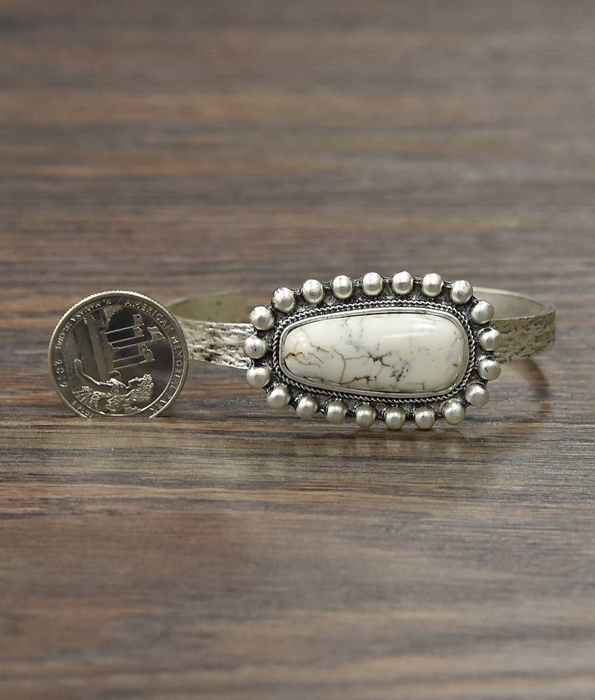 711042, White Turquoise Cuff Bracelet