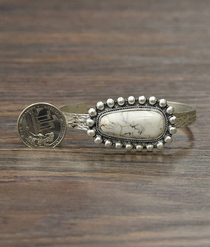 711042, White Turquoise Cuff Bracelet