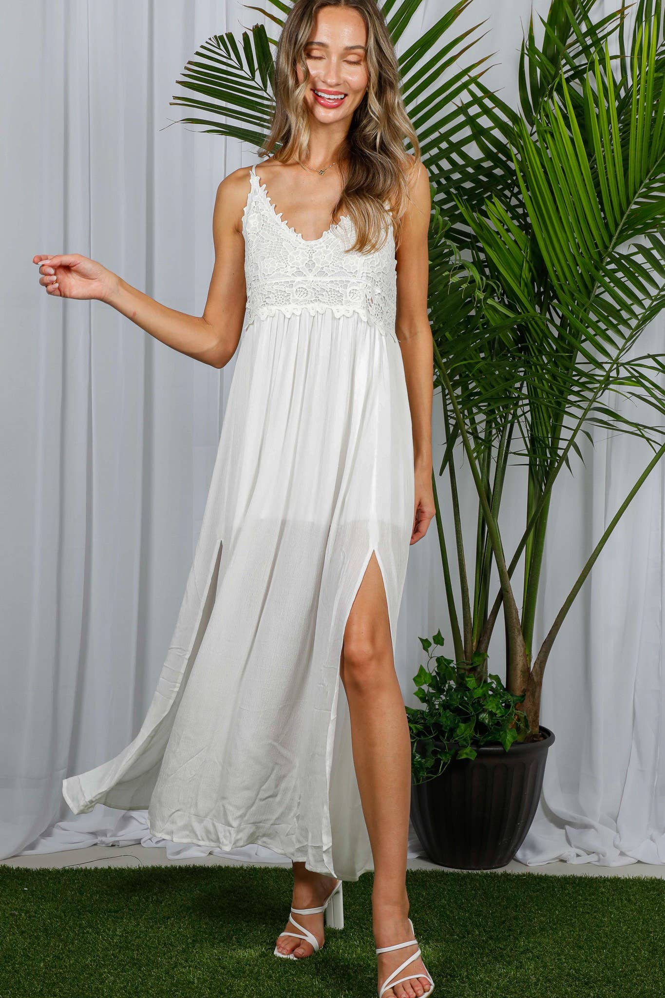 Kendra Side Slit Maxi- White