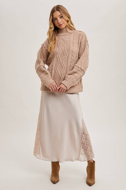 Fisherman's Cable Knit Sweater- Latte