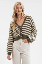 Load image into Gallery viewer, Blair Check &amp; Stripe Cardigan