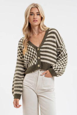 Blair Check & Stripe Cardigan