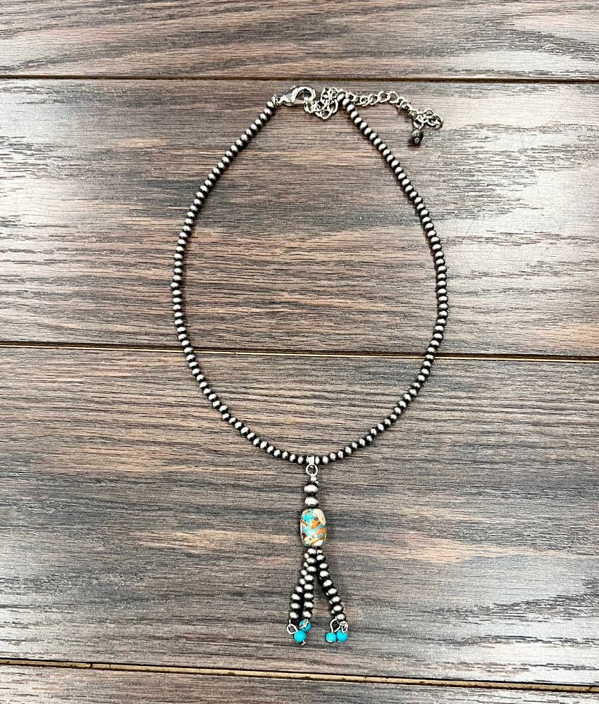 739326, Navajo Bead Tassel Necklace