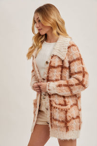 Sweater Weather Plaid Sherpa Cardigan