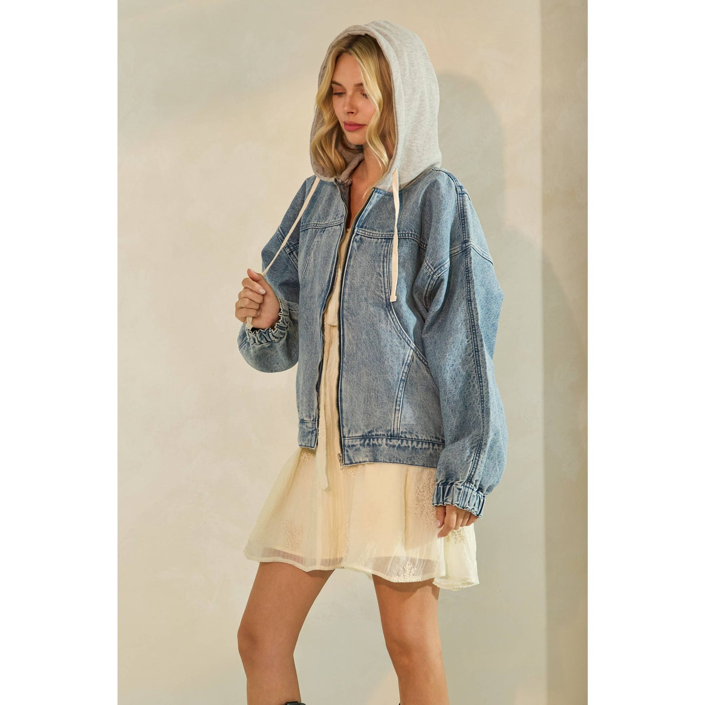 Frankie Hooded Zip Denim Jacket