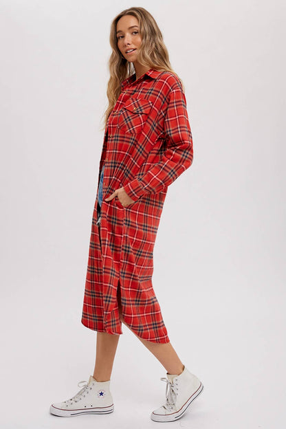Flannel Plaid Longline Shirt