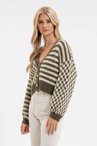 Blair Check & Stripe Cardigan