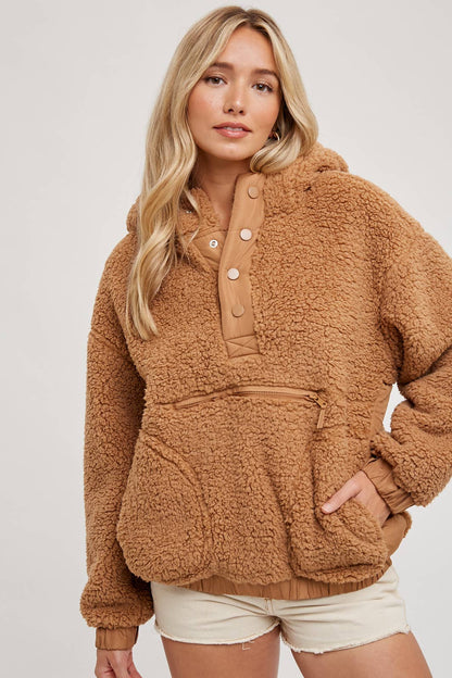 Camel Sherpa Pullover Jacket