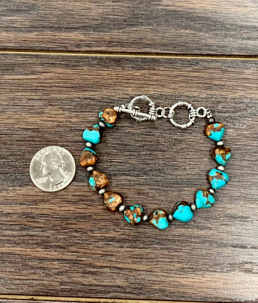 711217, Handmade Heart Gemstone Adjustable Bracelet