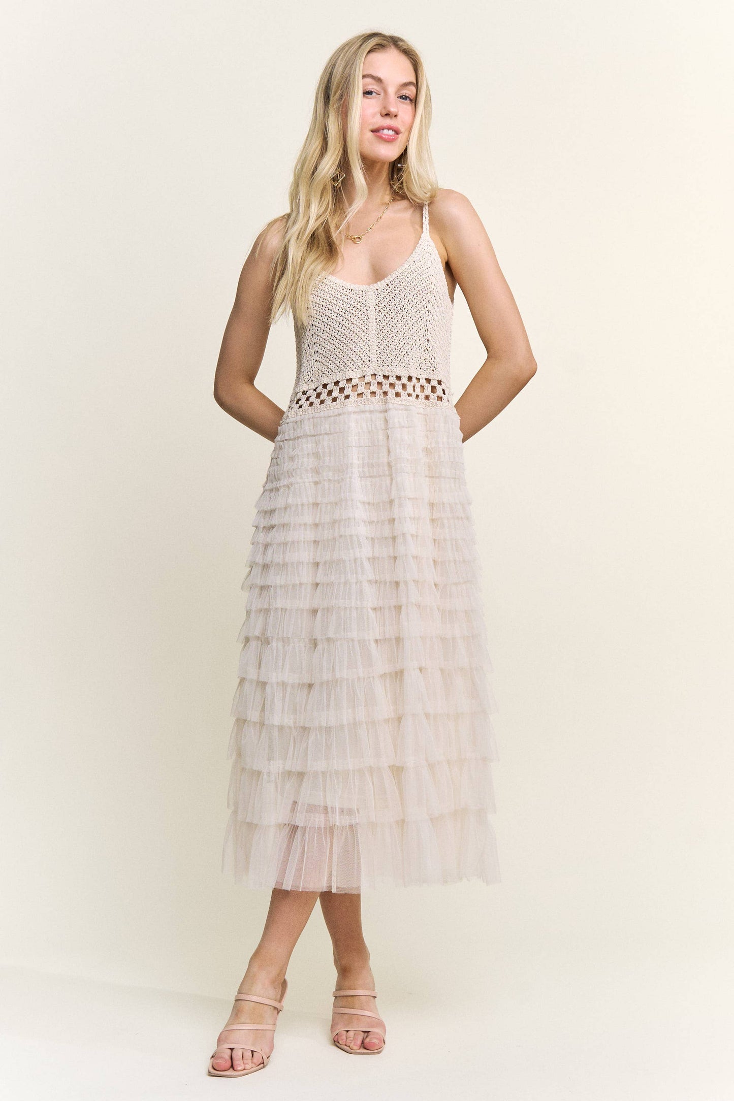 Pearl Crochet Midi Dress