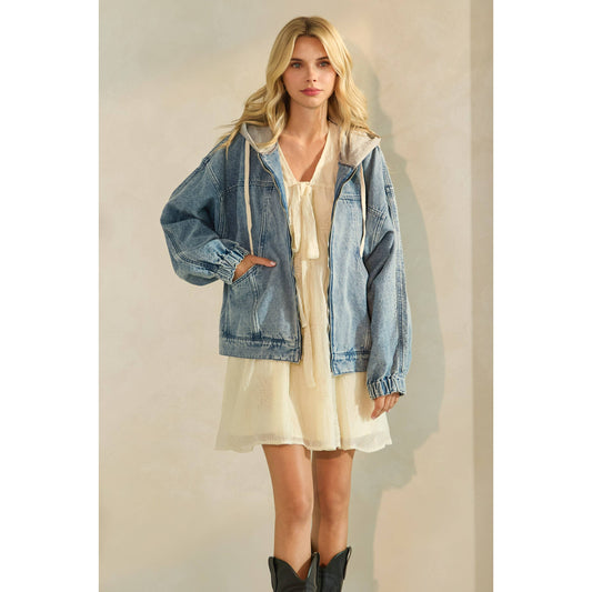 Frankie Hooded Zip Denim Jacket