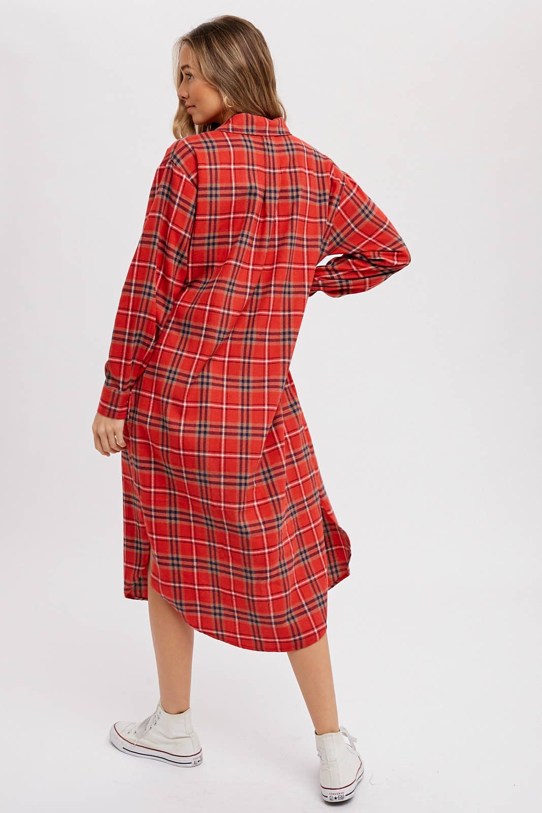 Flannel Plaid Longline Shirt