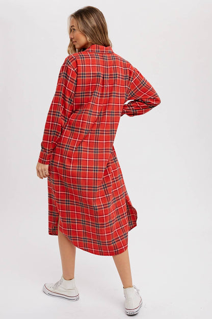 Flannel Plaid Longline Shirt