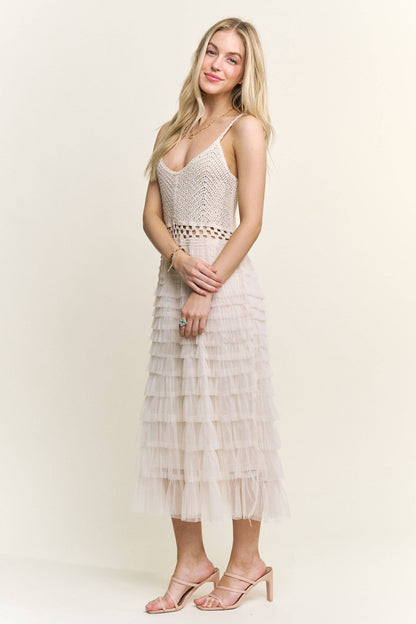 Pearl Crochet Midi Dress
