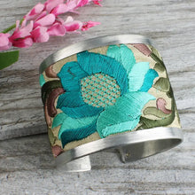 Load image into Gallery viewer, Turquoise Flower Embroidered Elegance Cuff Bracelet