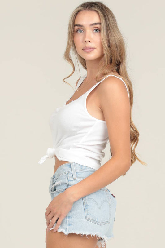Cinch Tank Top- White