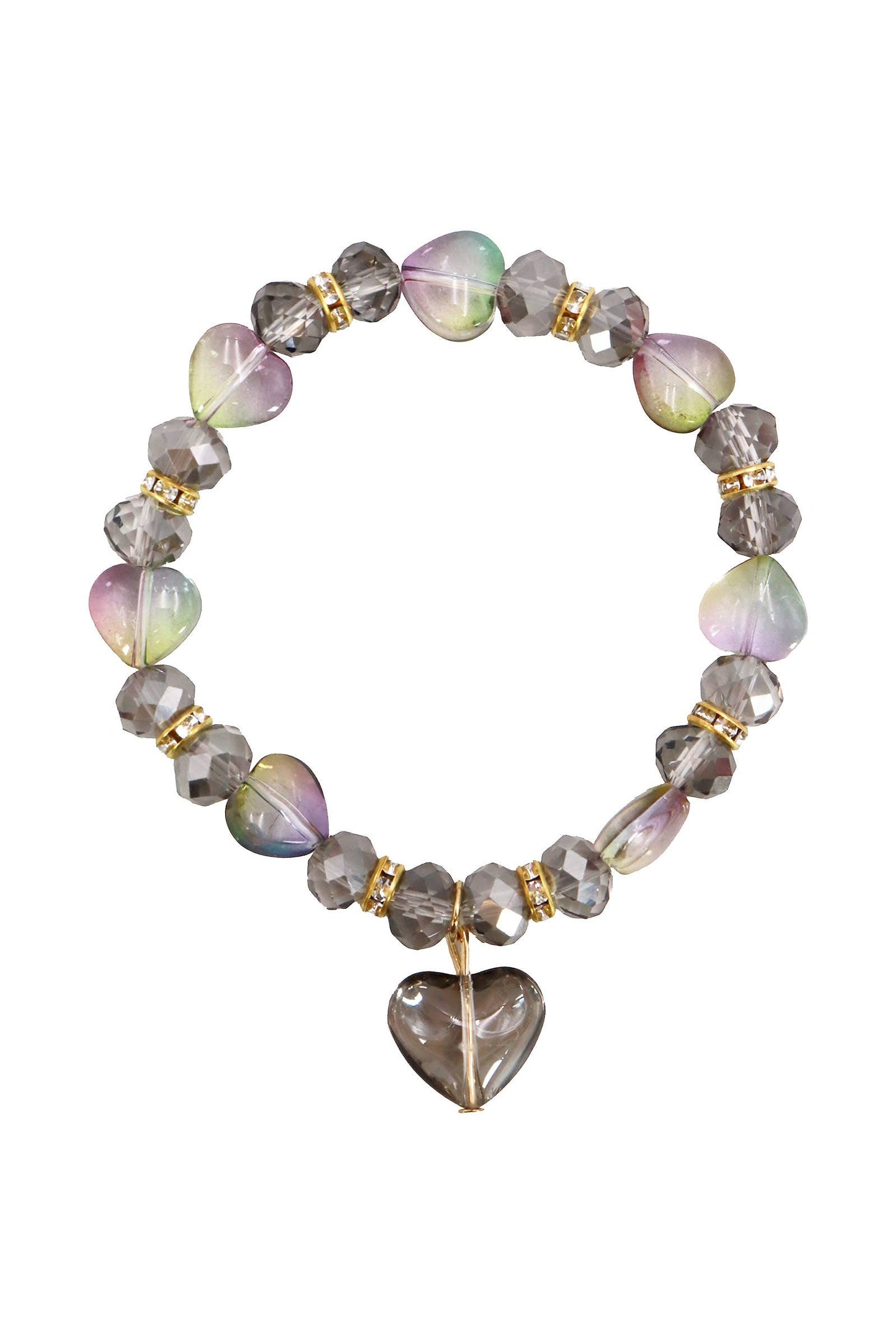 Valentine Heart Bling Faux Glass Bead Bracelet