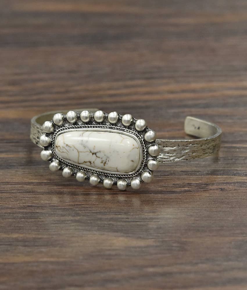 711042, White Turquoise Cuff Bracelet