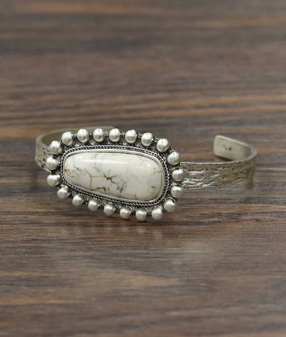 711042, White Turquoise Cuff Bracelet