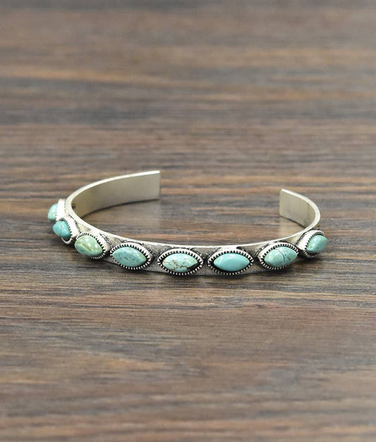 710973, Sideway Oval Turquoise Cuff Bracelet