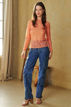 Load image into Gallery viewer, Checkmate Sheer Top- Pink &amp; Orange