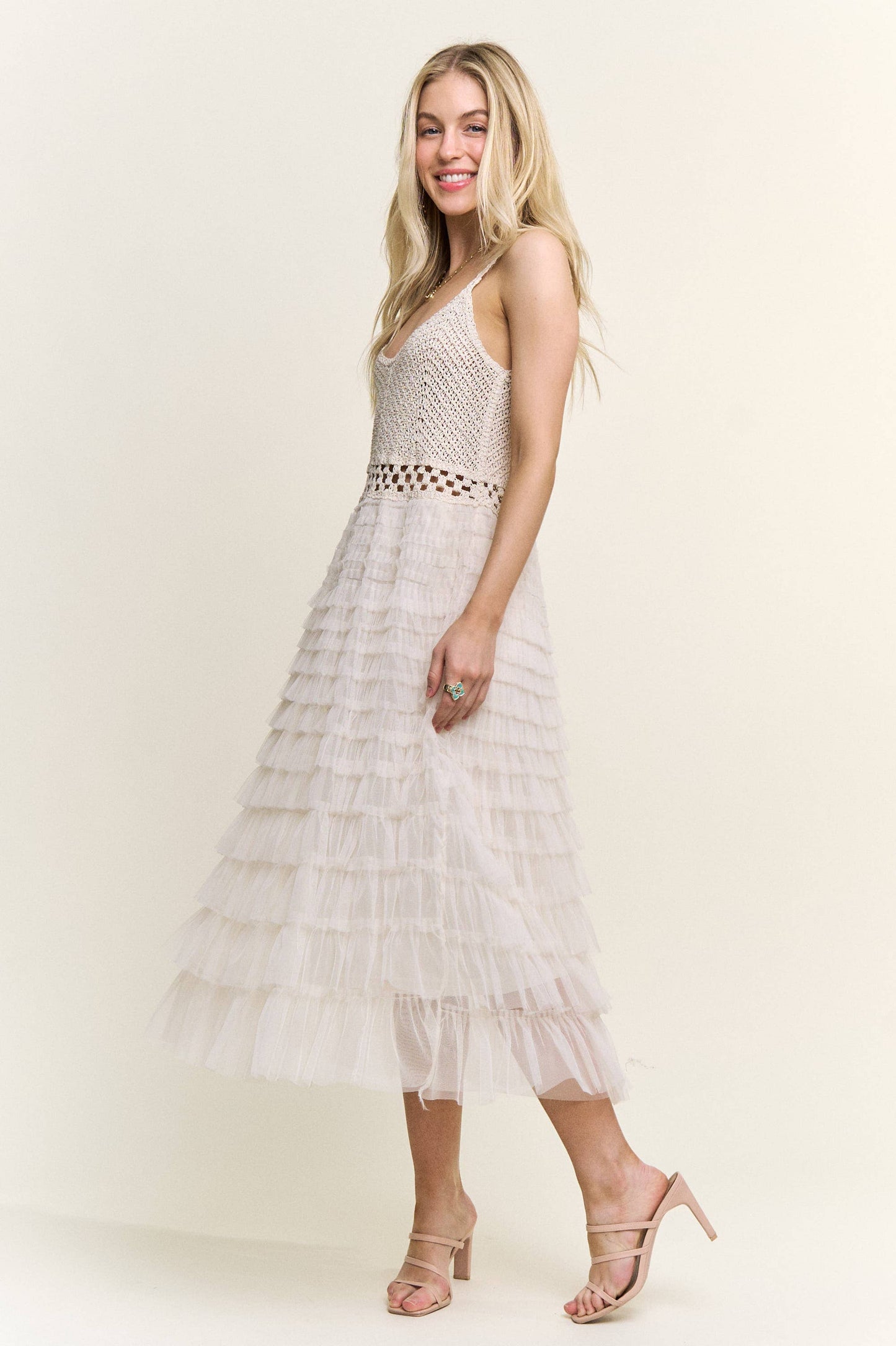 Pearl Crochet Midi Dress