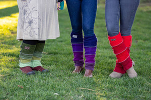 Upcycled Red mixed Sweater Legwarmers #007