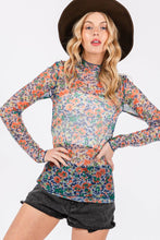 Load image into Gallery viewer, FLORAL MESH LONG SLEEVE TURTLE NECK