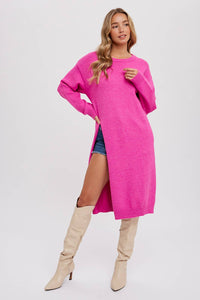 Loretta Sweater Dress - Hot Magenta Pink