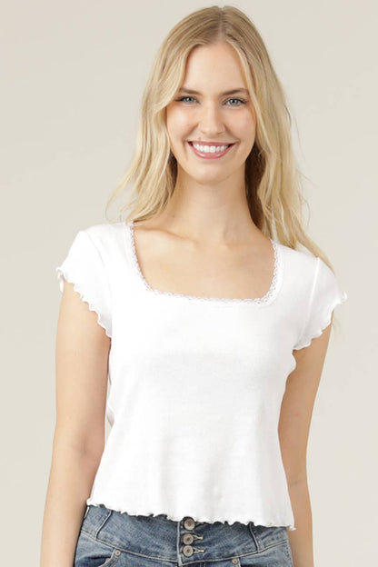 Lettuce Trim Tee- White