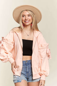 Jessica Ruffle Tie Sleeve Full Zip