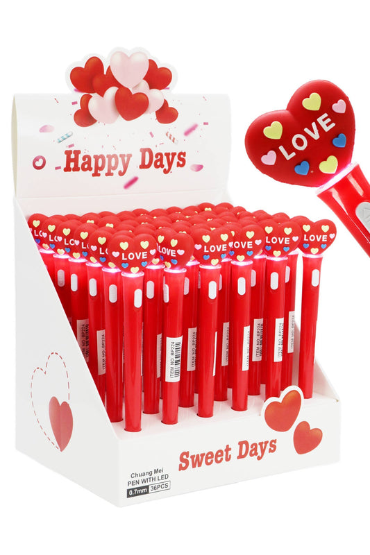 Love Heart Led Light-up Ballpoint Pen -