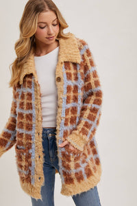 Sweater Weather Plaid Sherpa Cardigan