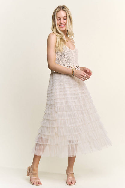 Pearl Crochet Midi Dress