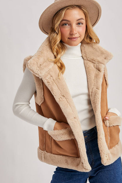 Faux Sherling Suede Vest