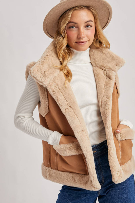 Faux Sherling Suede Vest