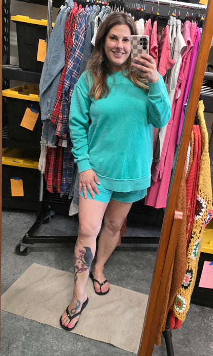 Vintage Wash Pullover - Caribbean Green